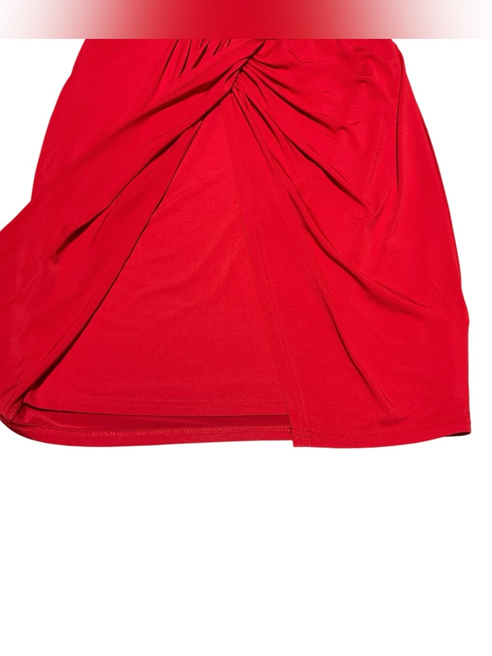Venus Red Bodycon Dress Medium Sleeveless Ruched V Neck Stretch - Women's Size M - Picture 3 of 6